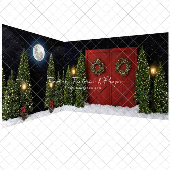 Fancy Red Barn Doors 2pc Room