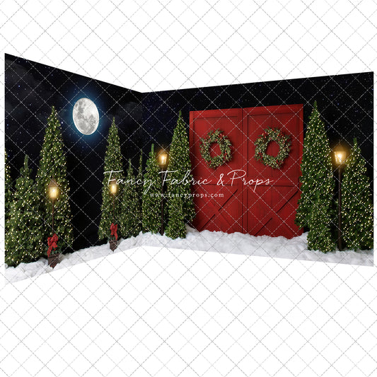 Fancy Red Barn Doors 2pc Mini Room