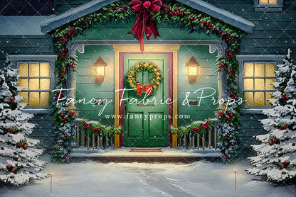 Magical Holiday Porch - Green Door - with Sweep Option