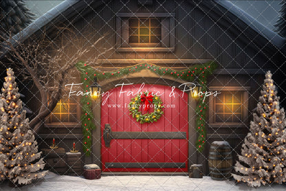 Merry Christmas Barn - Red Door - with Sweep Option