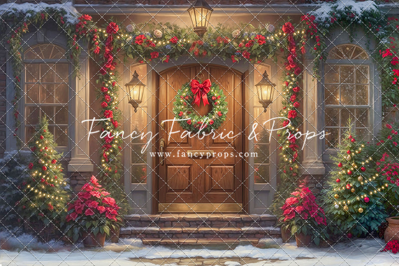 Merry Holiday Entry - Brown Door - With Sweep Option