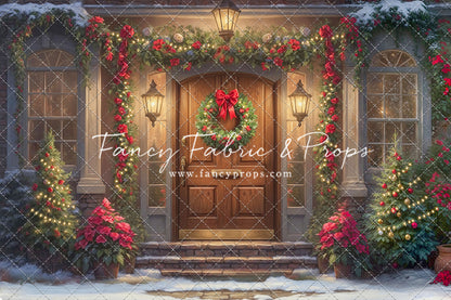 Merry Holiday Entry - Brown Door - With Sweep Option