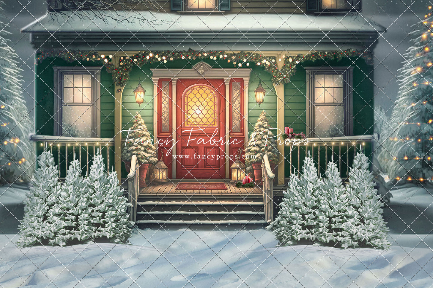 Merry Porch Greetings - Green House - with Sweep Option