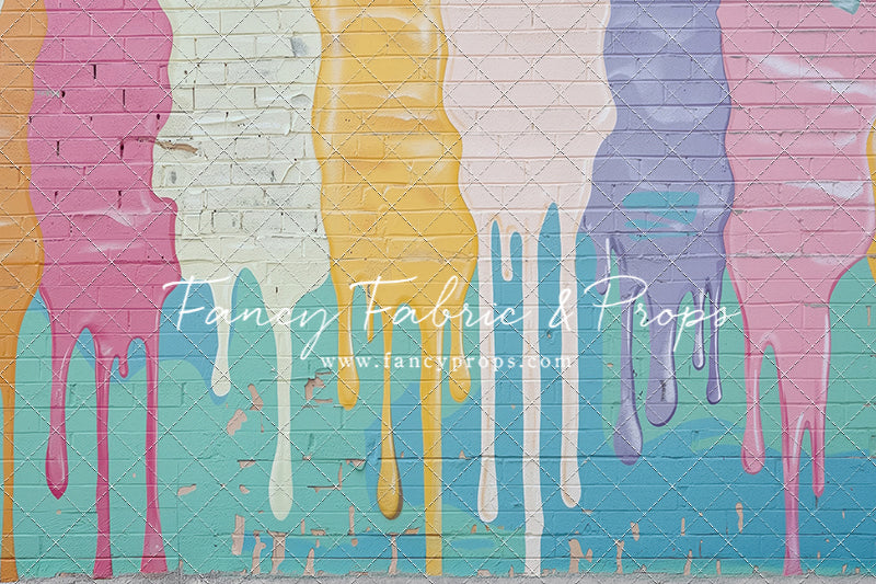 Pastel Paint Drip Wall - Concrete Floor Option - With Sweep Option