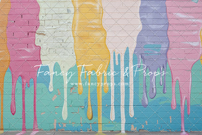 Pastel Paint Drip Wall - Painted Floor Option - With Sweep Option