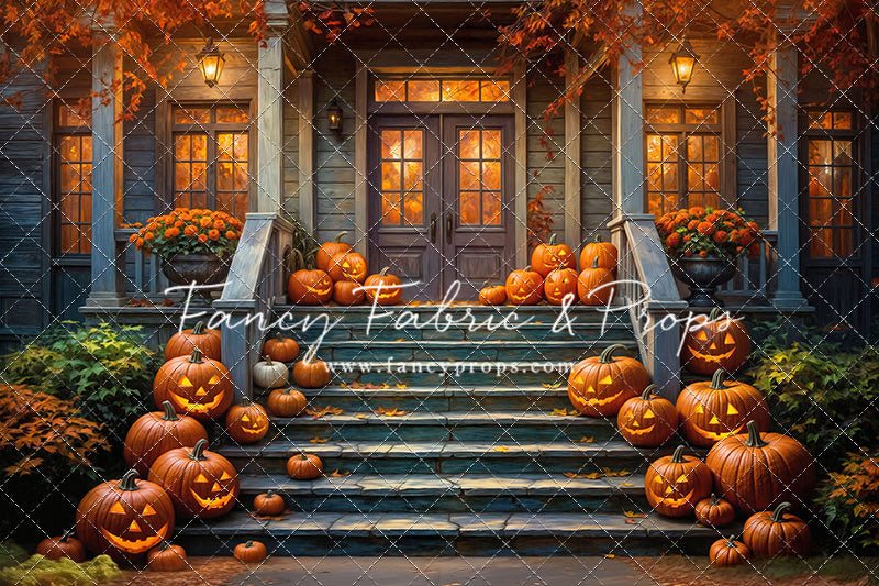 Pumpkin-Lit Porch  - With Sweep Option