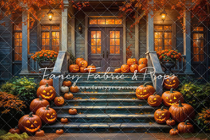 Pumpkin-Lit Porch  - With Sweep Option