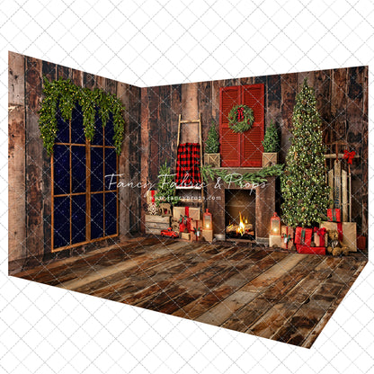 Rustic Plaid Fireplace - Room