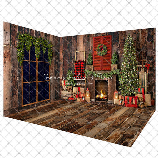 Rustic Plaid Fireplace - Room