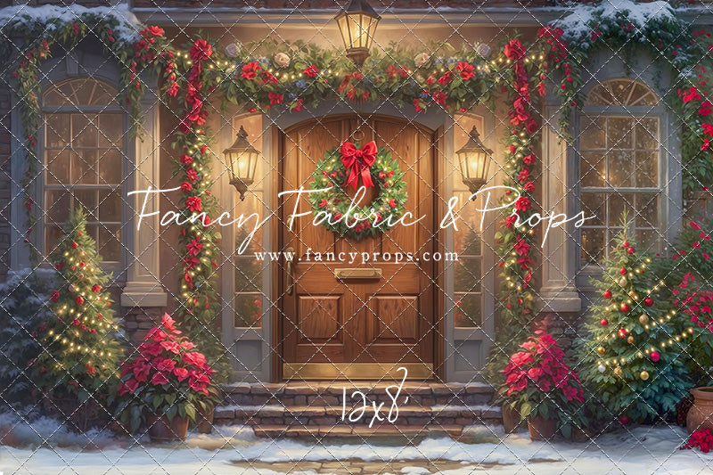 Merry Holiday Entry - Brown Door - With Sweep Option