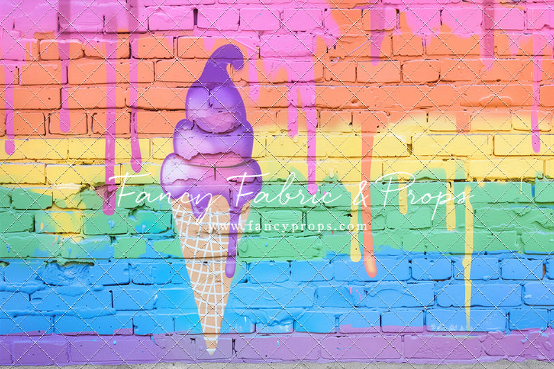 Rainbow Drip Ice Cream Wall - With Sweep Option