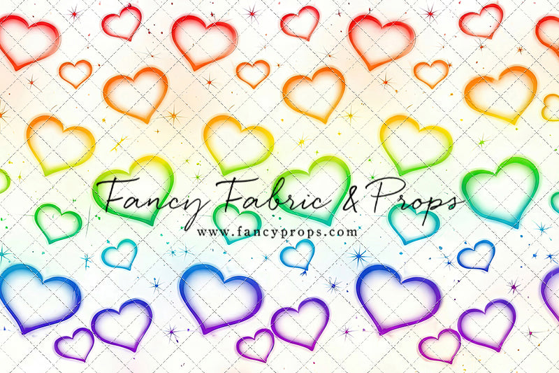 Rainbow Puffy Hearts - With Sweep Option