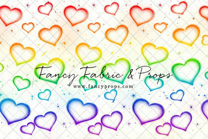 Rainbow Puffy Hearts - With Sweep Option