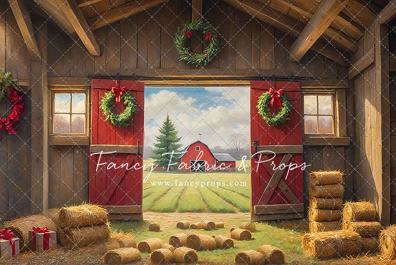 Red Barn Yuletide - Dirt Floor - with Sweep Option