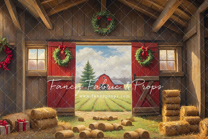 Red Barn Yuletide - Dirt Floor - with Sweep Option