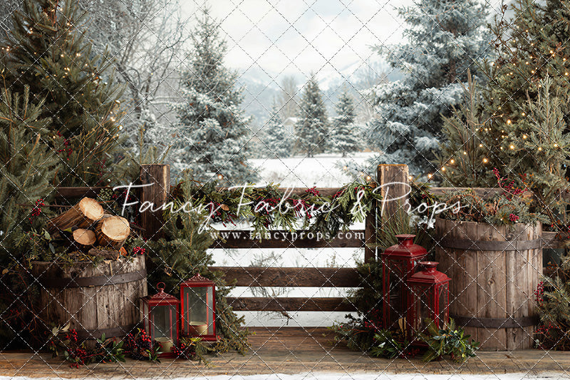 Rustic Wintertime Fence - with Sweep Option