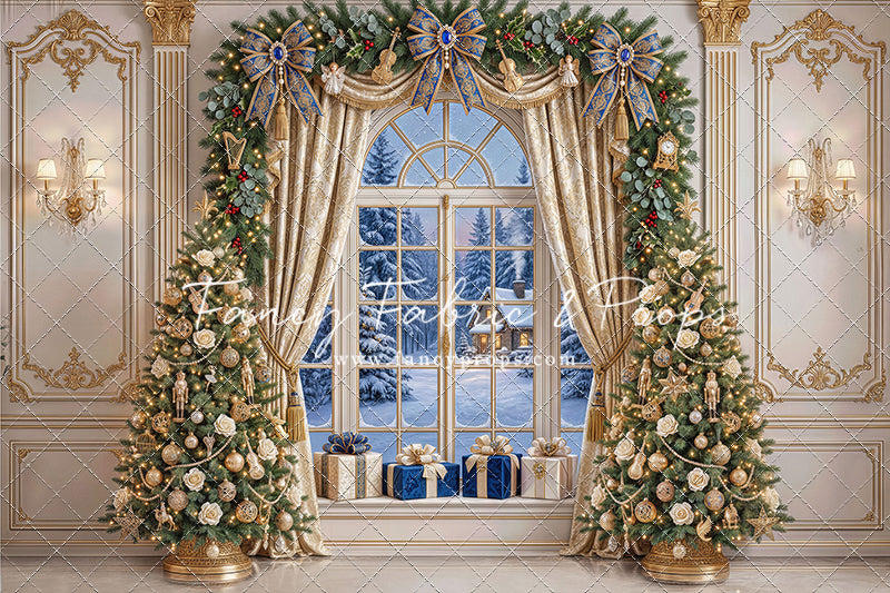 Sapphire & Gold Holiday Window - with Sweep Option
