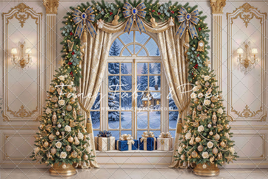 Sapphire & Gold Holiday Window - with Sweep Option