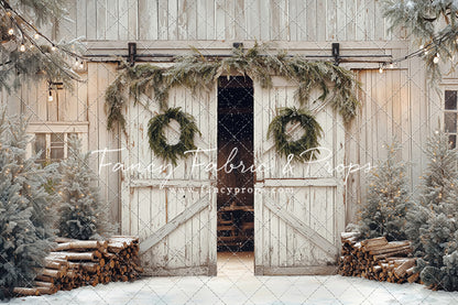 Snowy Evergreen Barn - with Sweep Option