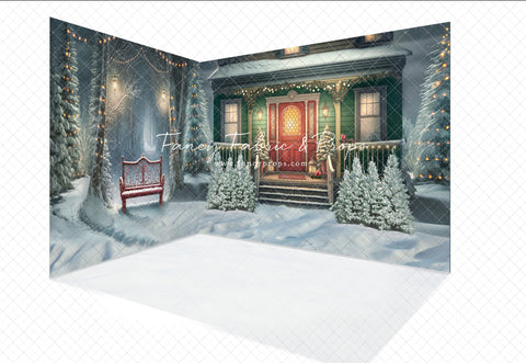 Snowy Merry Porch Greetings 2pc Mini Room