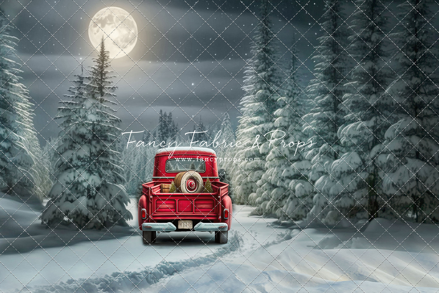 Snowy Moonlit Drive - No Lights - with Sweep Option