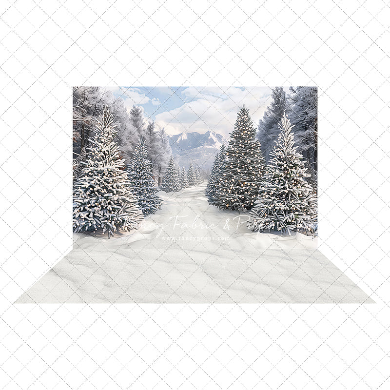 Snowy Mountain Tree Farm Path - 2pc Set