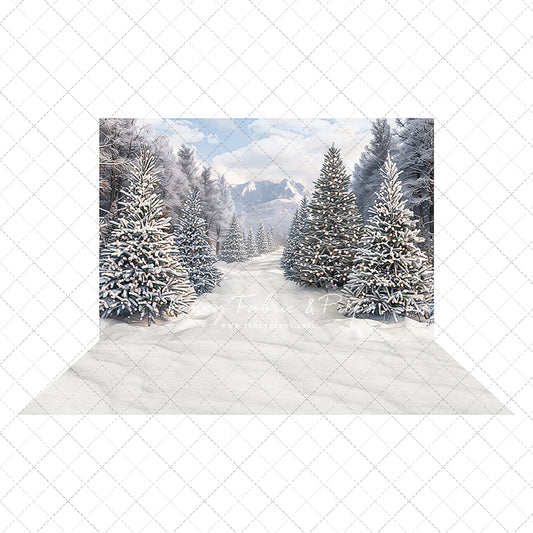 Snowy Mountain Tree Farm Path - 2pc Set
