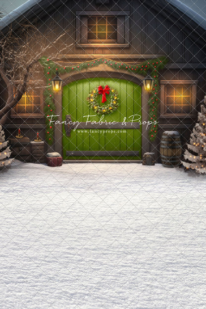 Merry Christmas Barn - Green Door - with Sweep Option