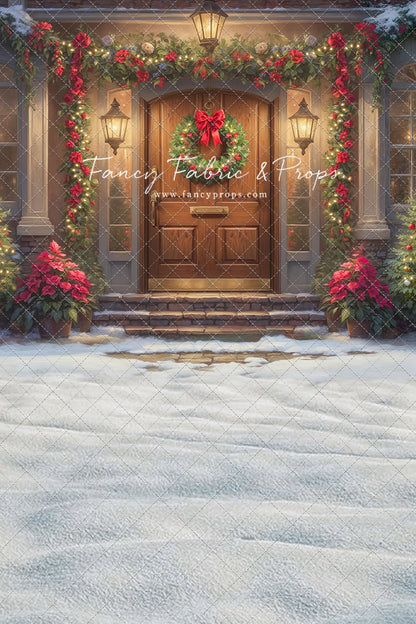 Merry Holiday Entry - Brown Door - With Sweep Option
