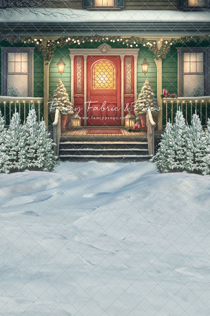 Merry Porch Greetings - Green House - with Sweep Option