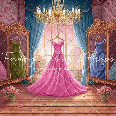Dress Like A Princess - Pink Dress/Blue Curtains - With Sweep Option