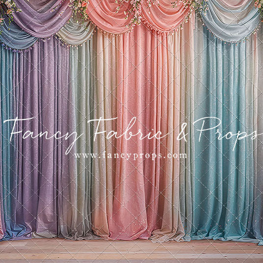 Pastel Curtains  - Wood Floor - With Sweep Option