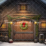 Merry Christmas Barn - Brown Door No Lights - with Sweep Option