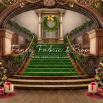 Grand Holiday Staircase - Green Stairs & Wood Floor - with Sweep Option