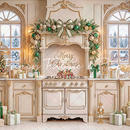 Gilded Christmas Kitchen - With Sweep Option