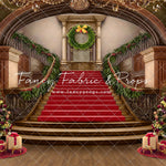 Grand Holiday Staircase - Red Stairs & Wood Floor - with Sweep Option