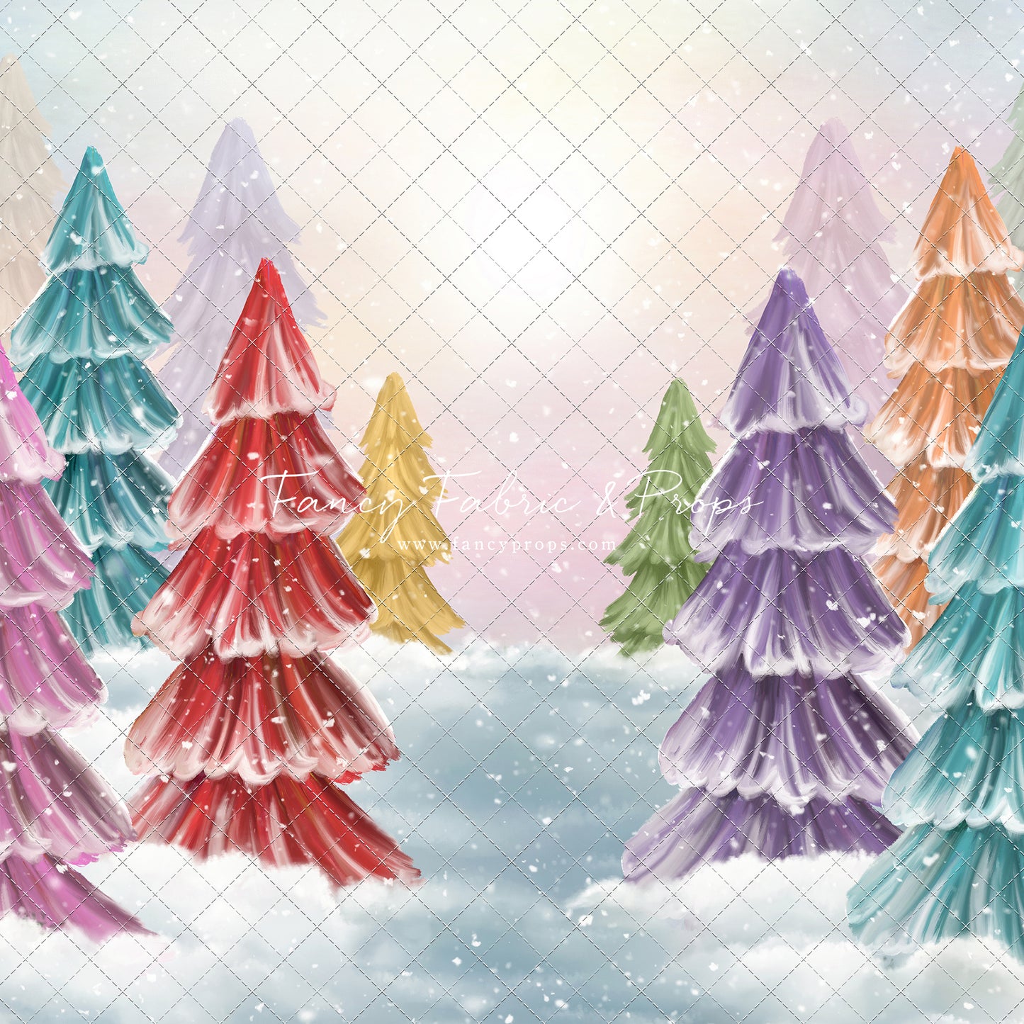 Magical Winter Rainbow Trees Pathway