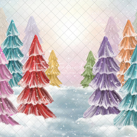 Magical Winter Rainbow Trees Pathway