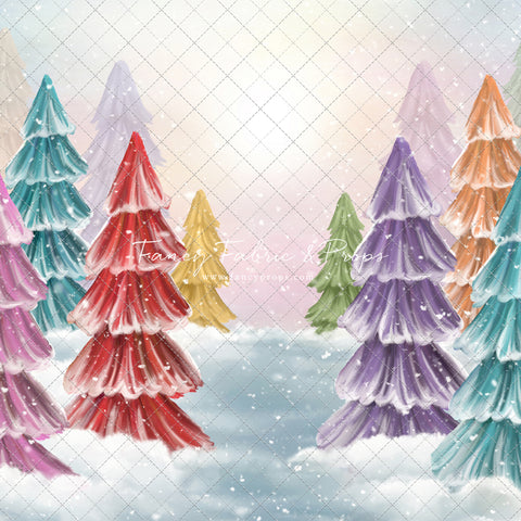 Magical Winter Rainbow Trees Pathway