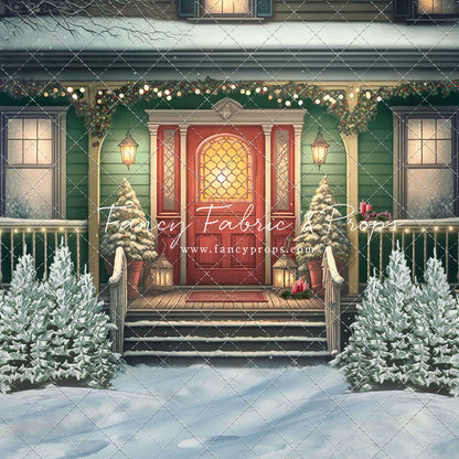 Merry Porch Greetings - Green House - with Sweep Option