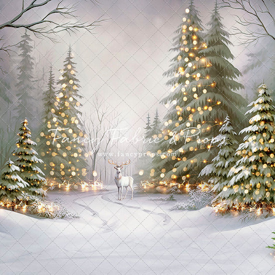 Snowy Trail Of Lights - With Deer - with Sweep Option