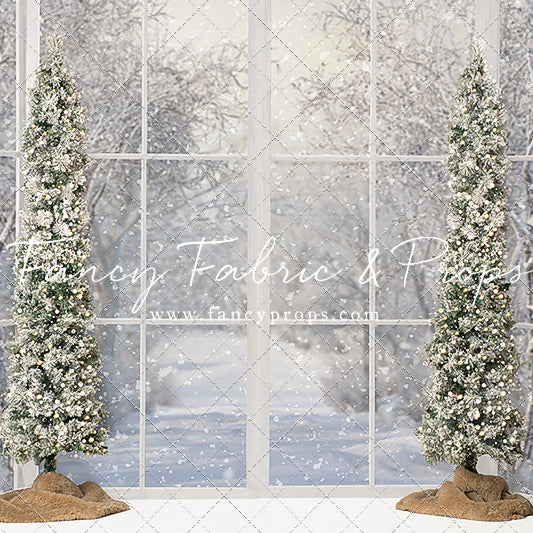 Snowy White Bay View With Trees