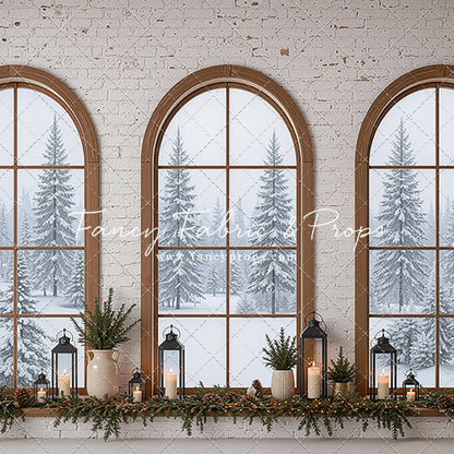 Winter Rustic Window Trio - with Sweep Option