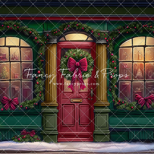 Wintertime Shop - Green Shop With Snow - with Sweep Option