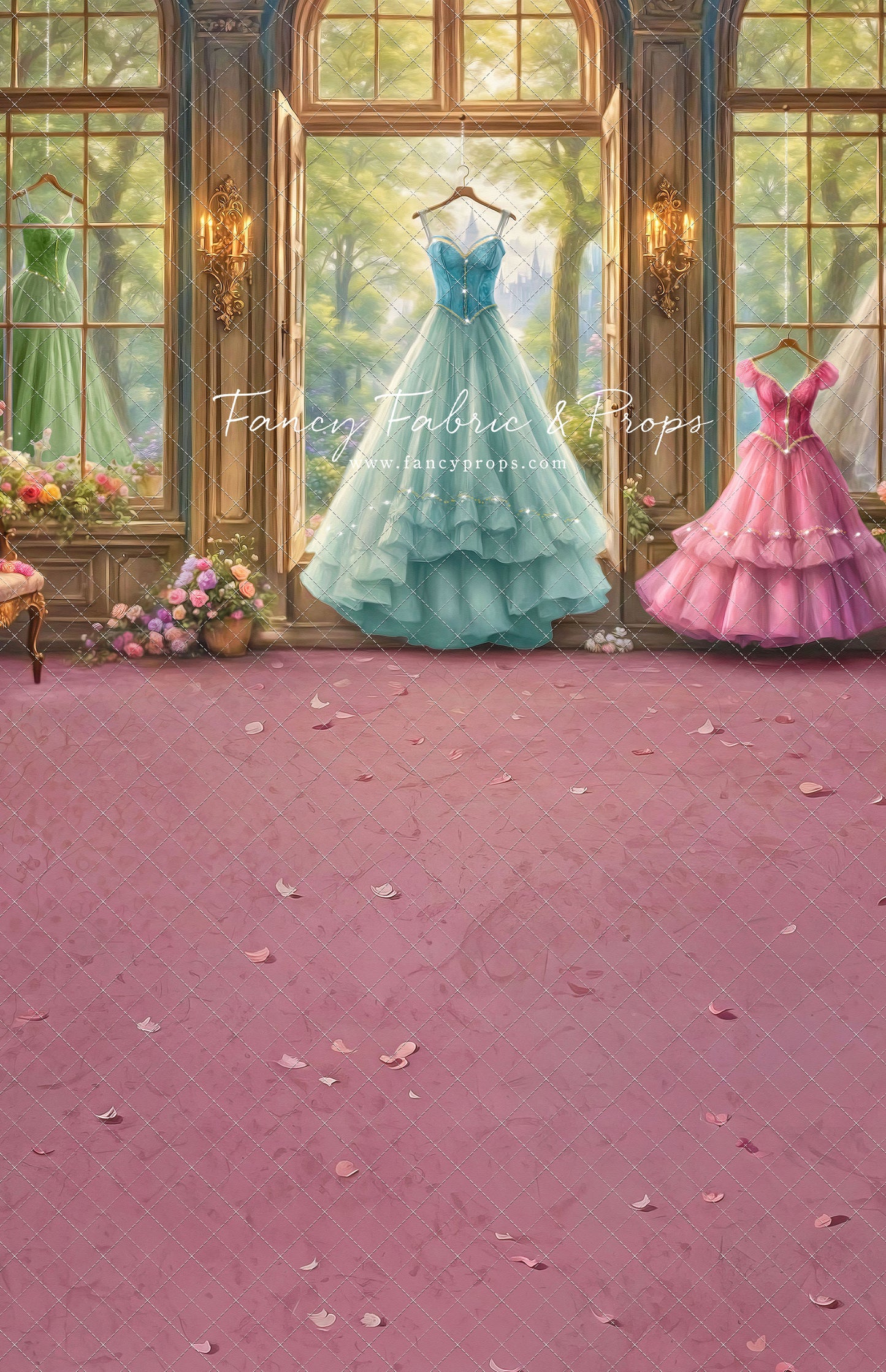 Dress of Royal Wishes- Pink Floor - With Sweep Option