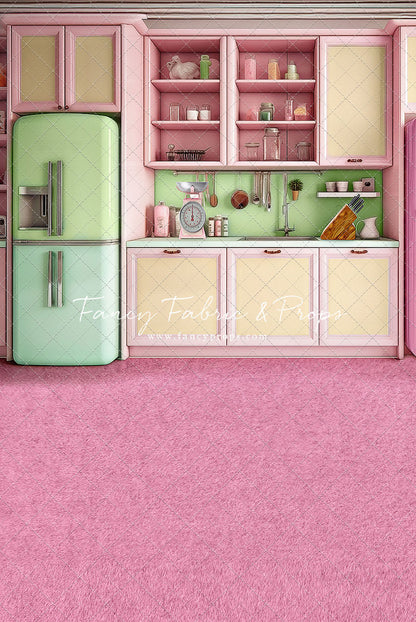 Midge's Kitchenette - Pink Floor Option - With Green Fridge Sweep Option