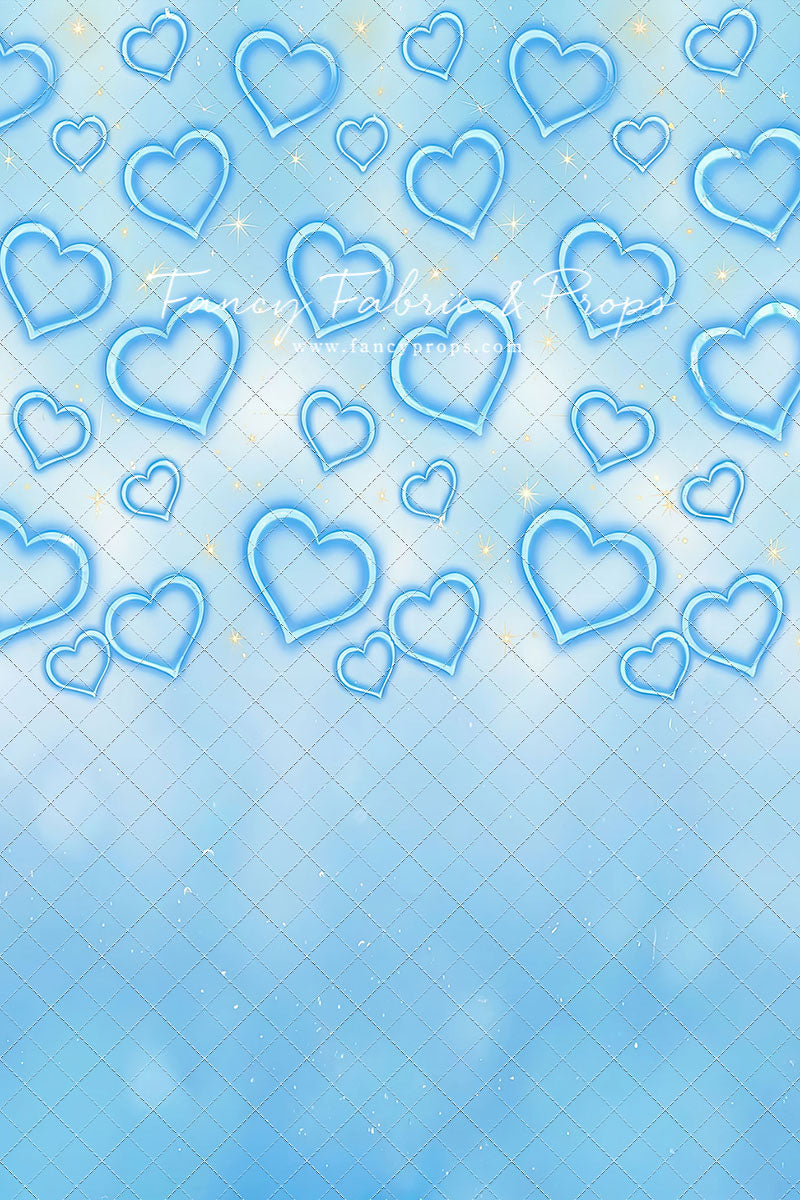 Blue Puffy Hearts - With Sweep Option