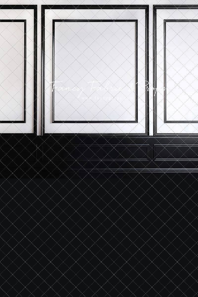 Classy Black & White Wainscoting - Black Floor - With Sweep Option
