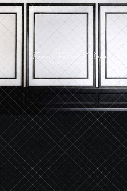 Classy Black & White Wainscoting - Black Floor - With Sweep Option