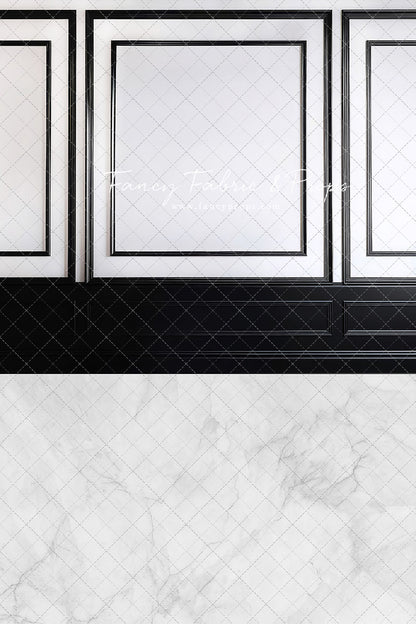 Classy Black & White Wainscoting - White Marble Floor - With Sweep Option